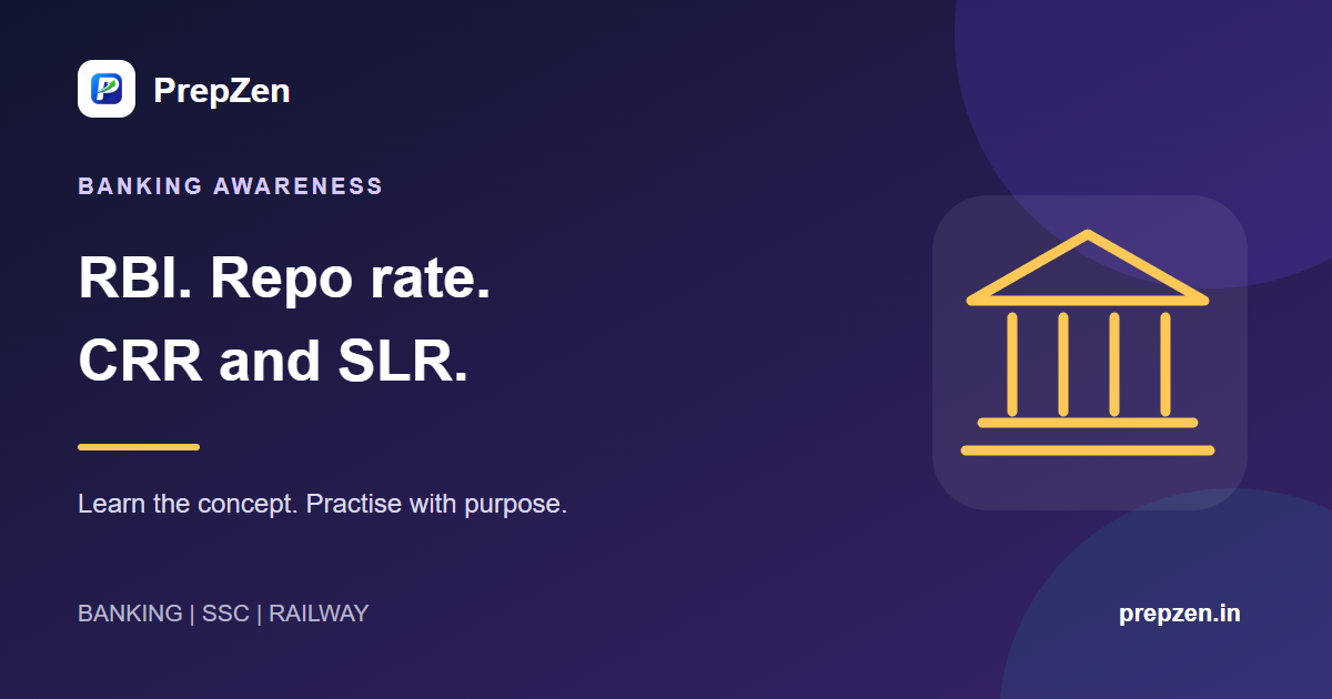 Banking Awareness: RBI, Repo Rate, CRR and SLR Explained