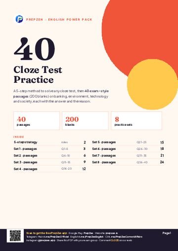 Cloze Test Practice PDF cover