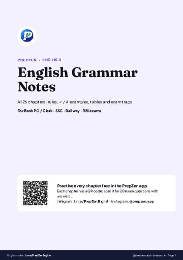 English Grammar Notes PDF cover